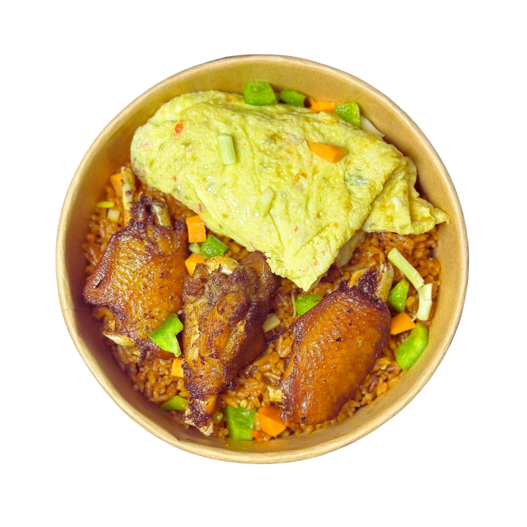 Jollof & fried eggs