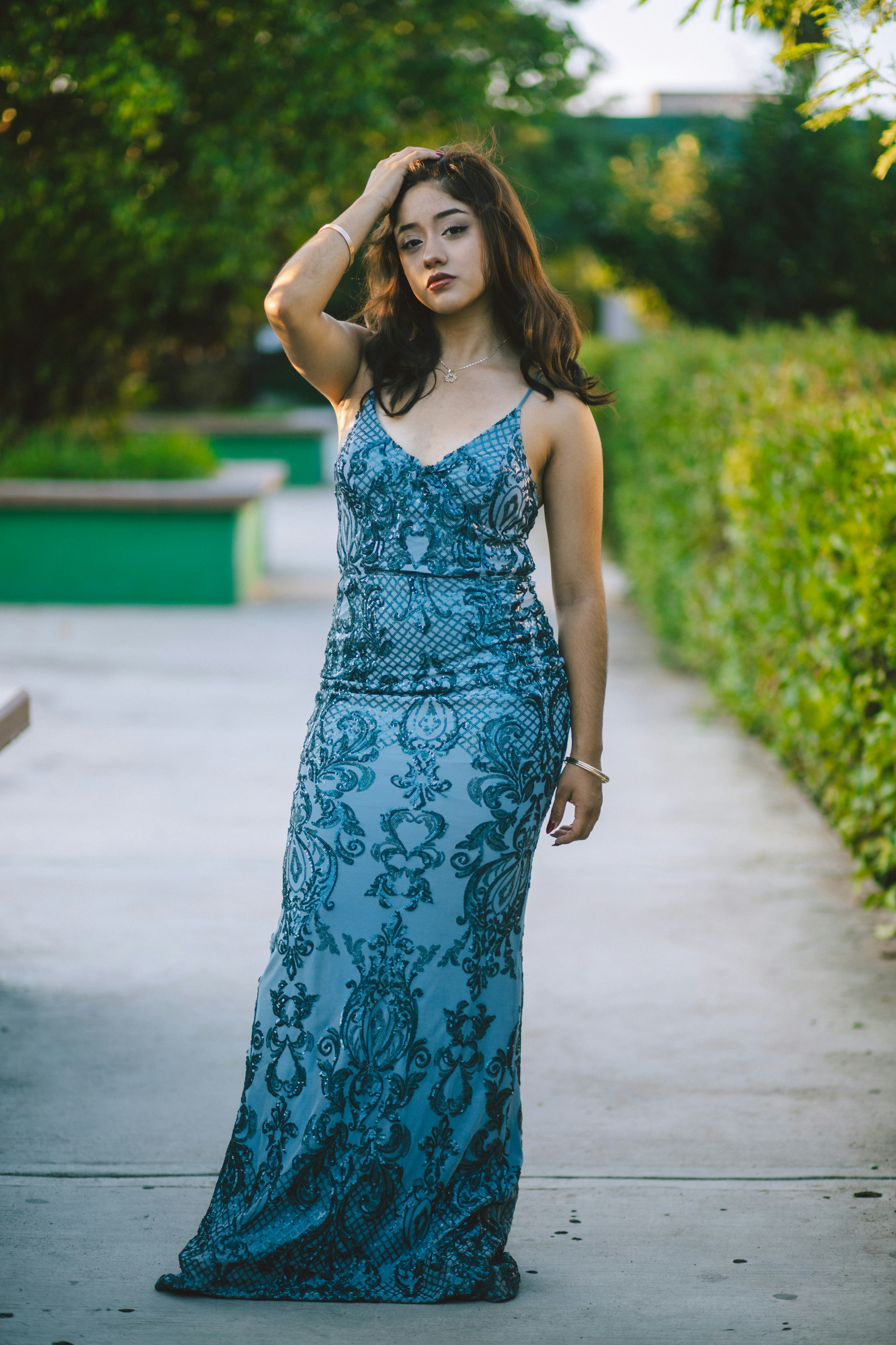 Blue laced gown